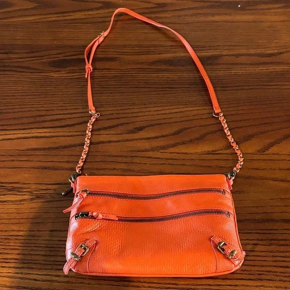 Elliott Lucca Women's Orange Vegan Leather Crossbody Purse - Picture 2 of 12